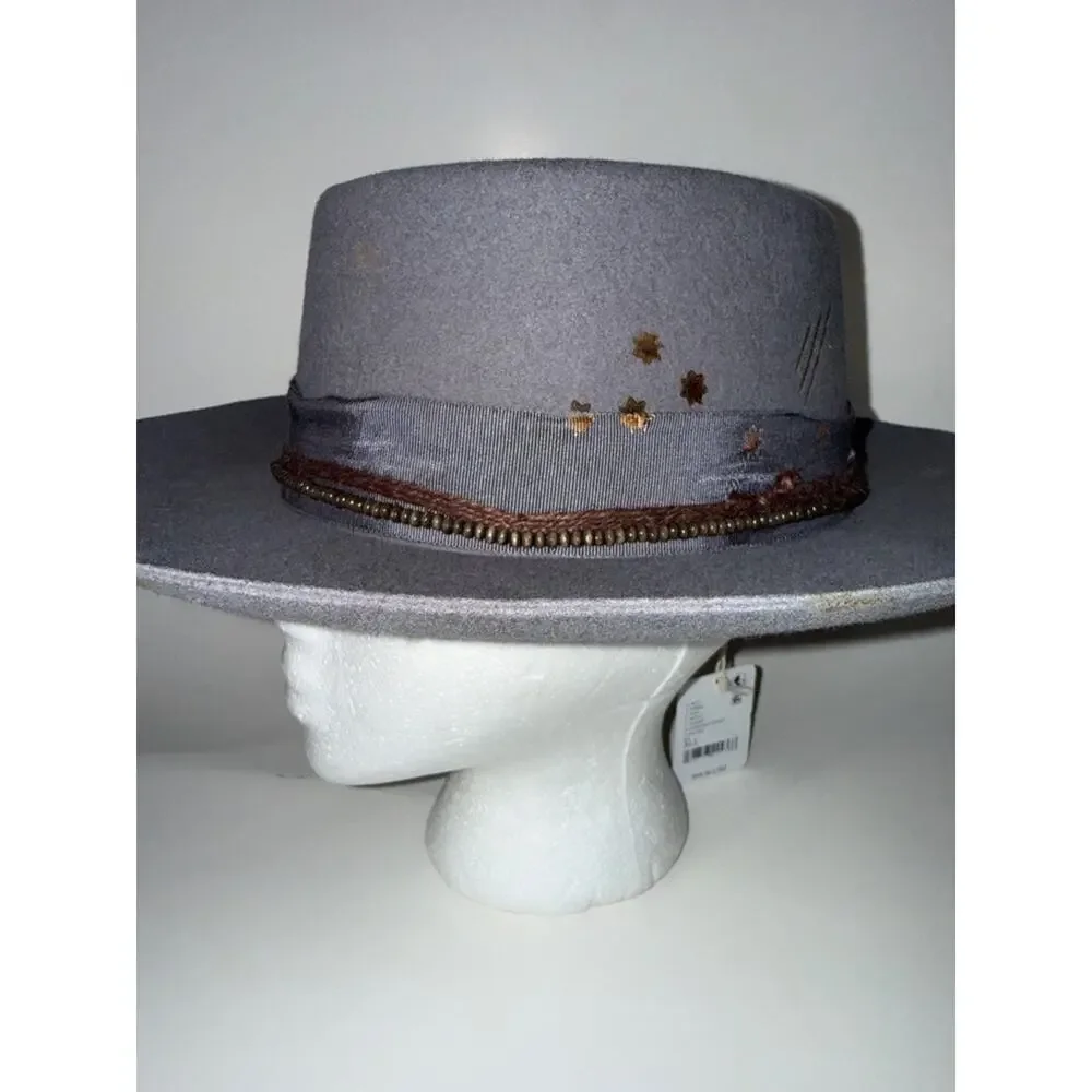 Free people cosmic round top grey wool hat size medium. Cowboy rodeo hat NWT.